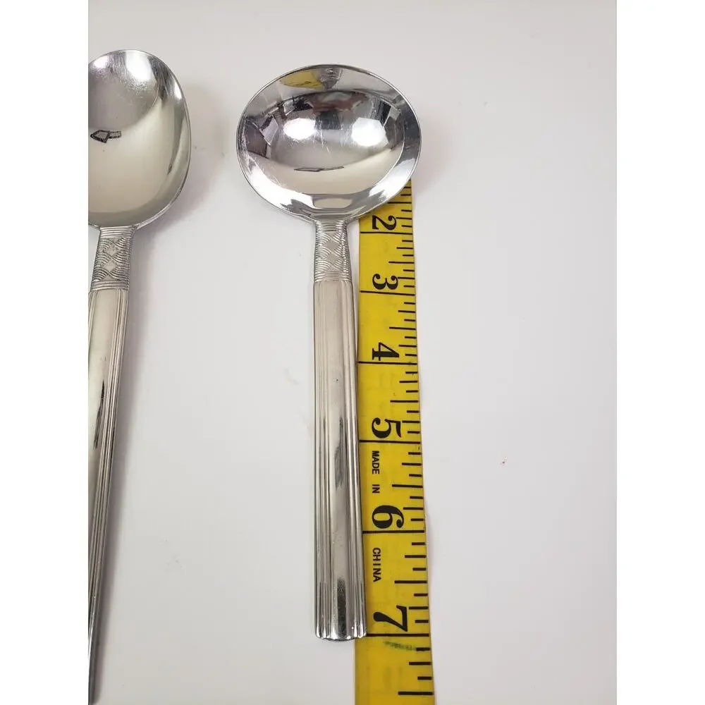 Pfaltzgraff CROSSROADS Glossy Stainless Flatware Hostess Salad 4 Serving Pieces